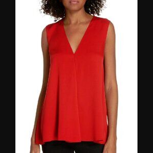 NEW Theory Red Silk A Line Blouse Size M